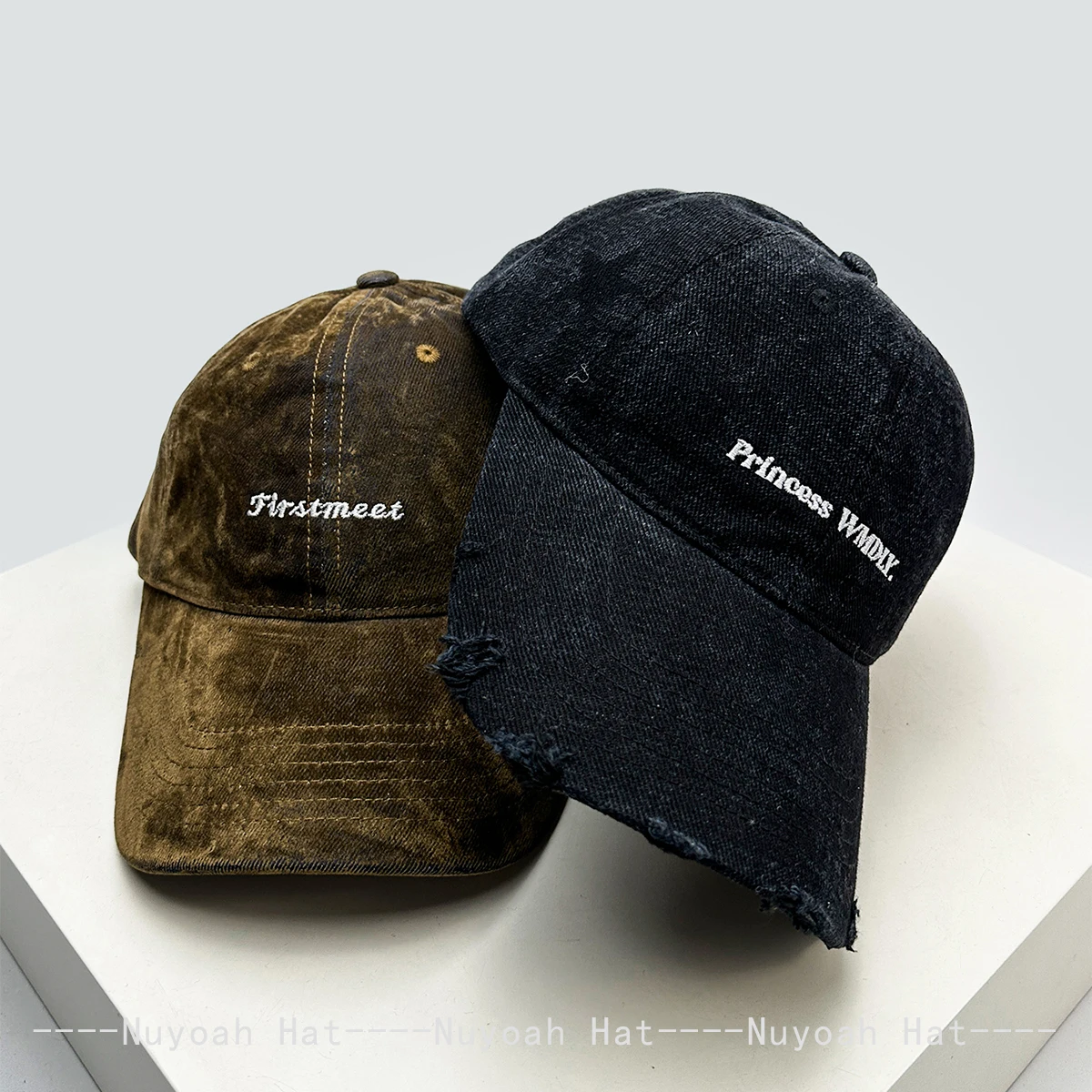 Retro Embroidered Letters Distress Peaked Caps for Men And Women Personalized Sunshade Streetwear Versatile Fashion Outdoor Base