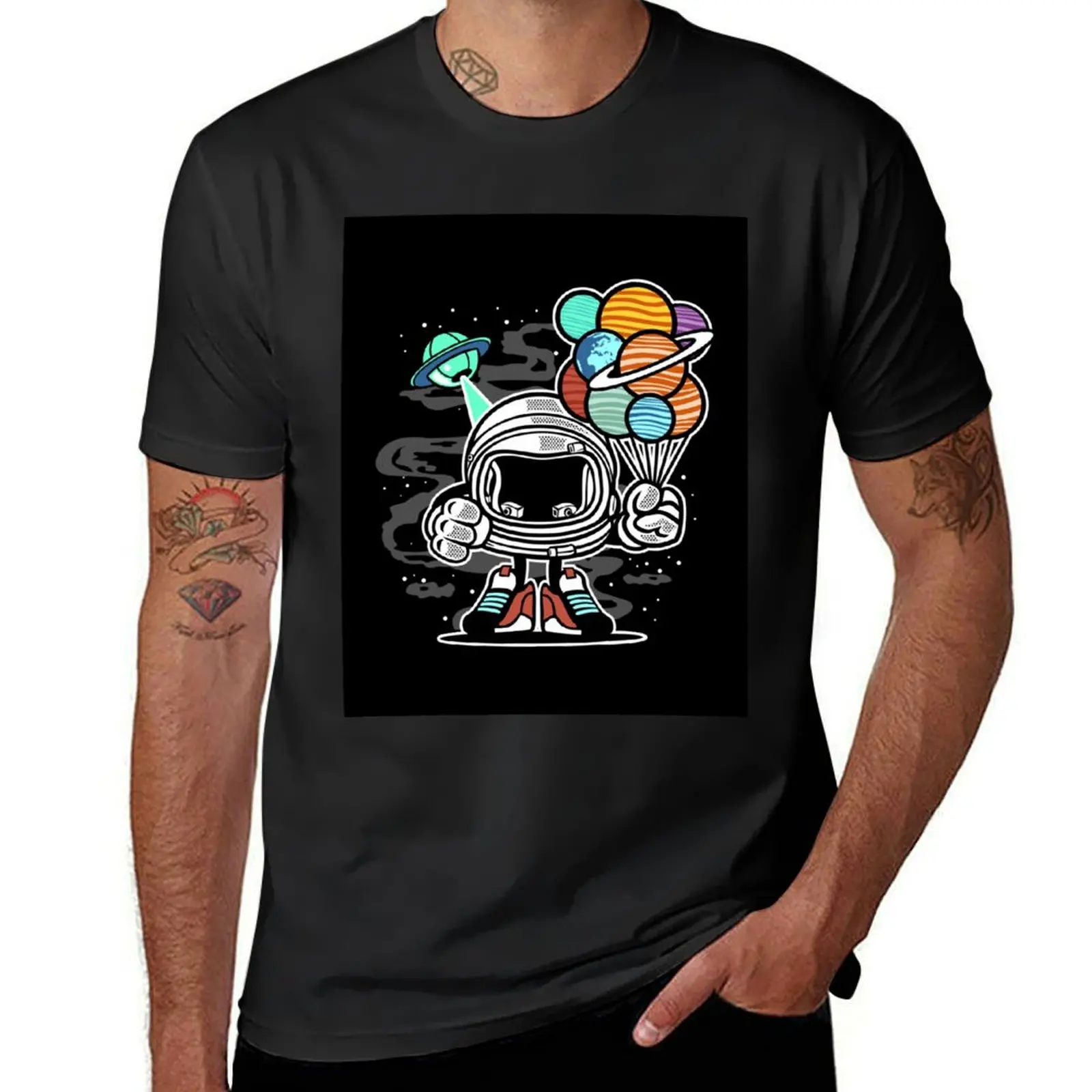 

Space robot Balloons T-Shirt summer top vintage plain funnys mens t shirts