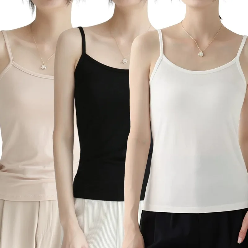 2/3pcs Women Camisoles Summer Girl Sexy Strap Cotton Sleeveless Thin Camisole Vest Solid Top Simple Base Vest Tops Female Undies