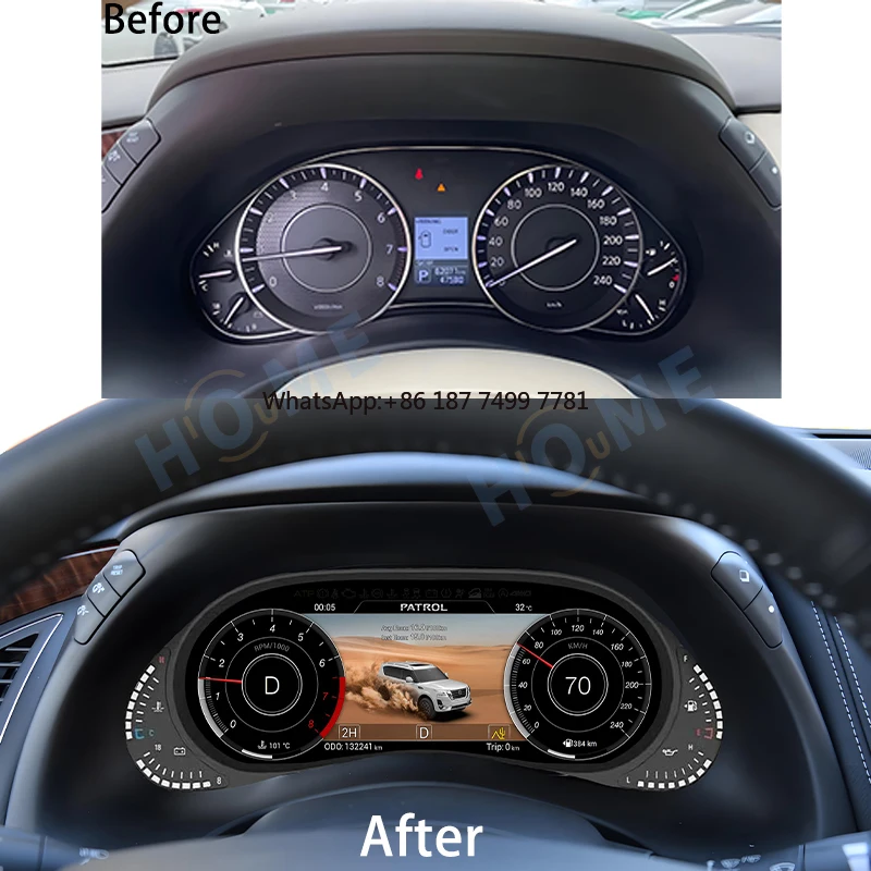 

New Upgrade 12.3-inch LCD Digital Dashboard for. Patrol Y62 2008-2022 Interior Retrofit Kit Odometer Linux System