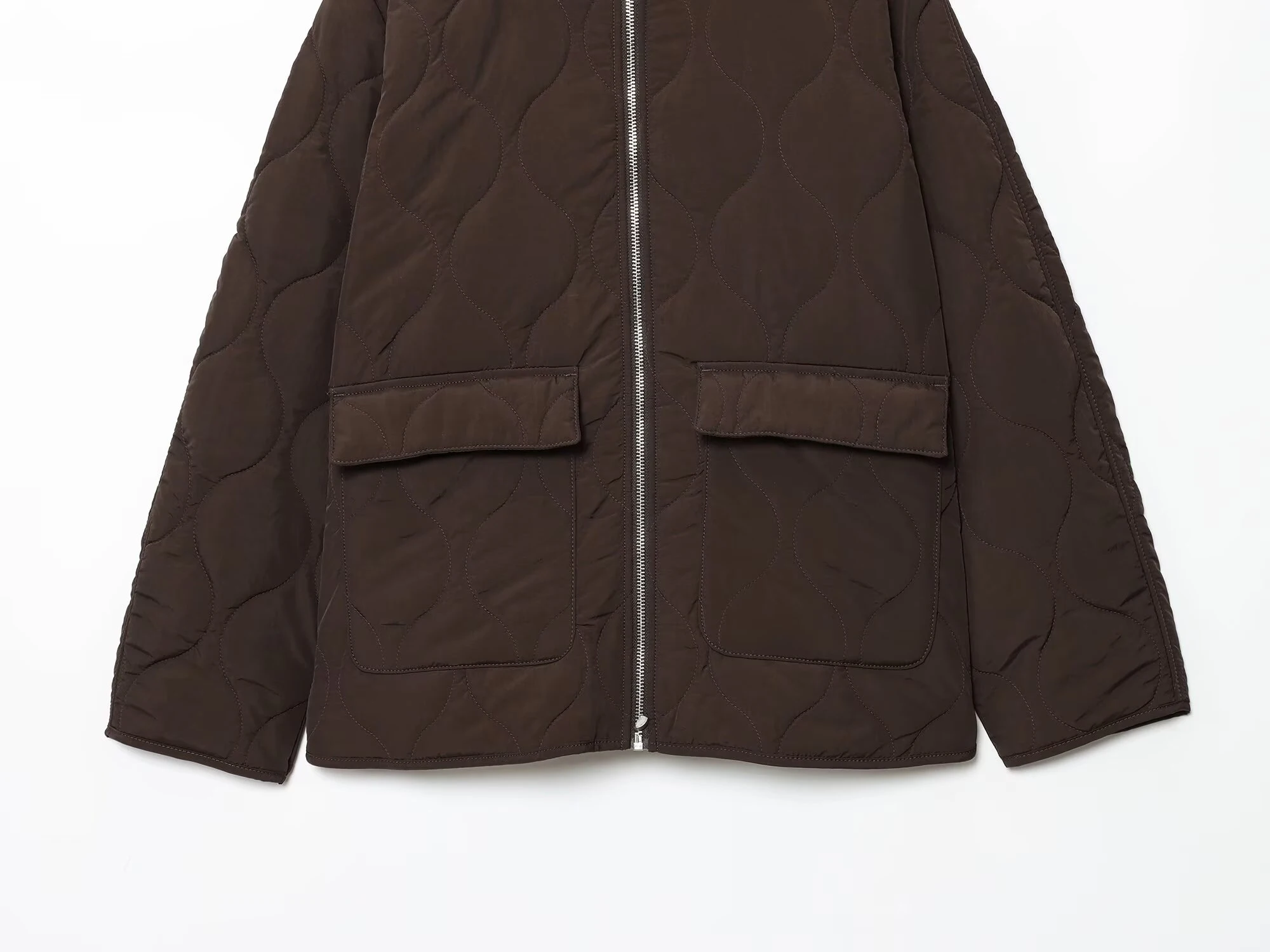 Jesienne Nowości Damskie 2025 Moda Szeroka Silueta Pikowana Kurtka z Cienkiej Bawełny Kurtka Bawełniana