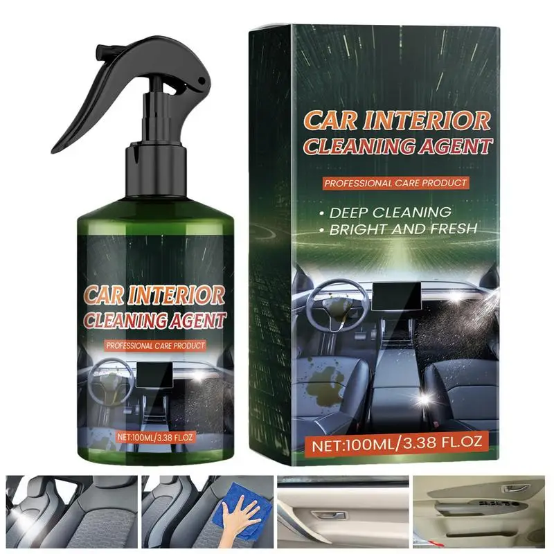 Spray Removedor de Manchões Automotivo, Refinador Interior Automotivo, Limpador, Condicionador de Couro, Protetor, 100ml