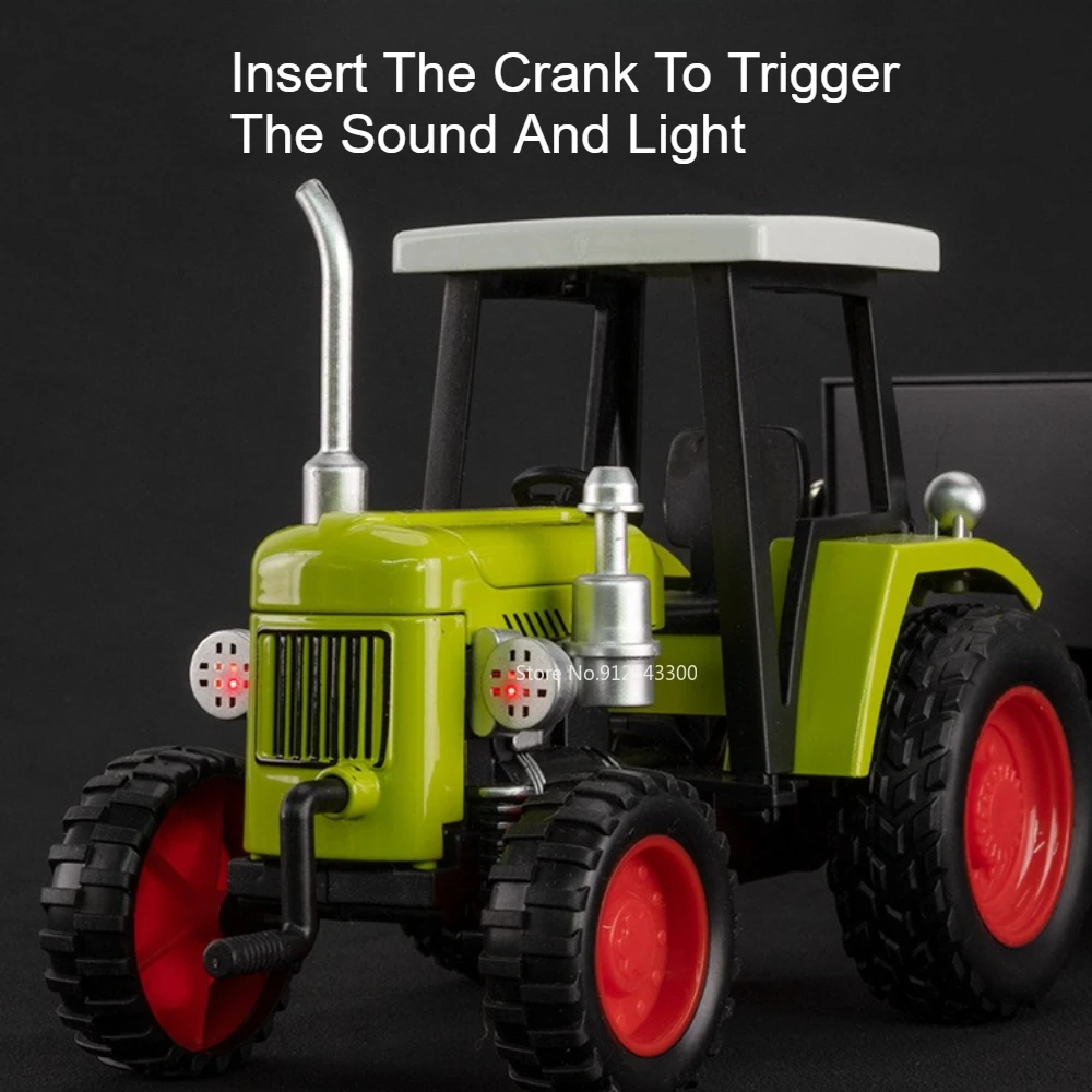 1:32 handgeführtes Traktormodell, Spielzeugauto, einziehbarer hinterer Eimer, Musik, Licht, landwirtschaftliche Transportfahrzeuge, Modelle, Kinderspielzeug