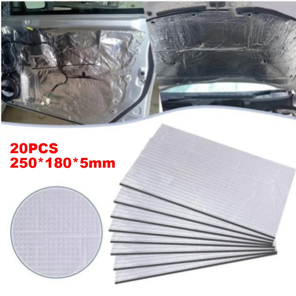 20PCS Car Noise Reduction Insulation Pads for Trunk Door Hood with Fireproof and Waterproof Properties 250x180x5mm