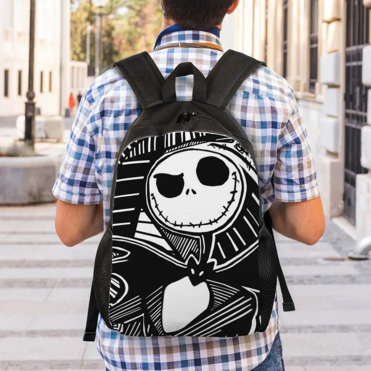 Zaini personalizzati Nightmare Before Christmas per uomo donna School College Student Bookbag Skellington Halloween Skull Bags