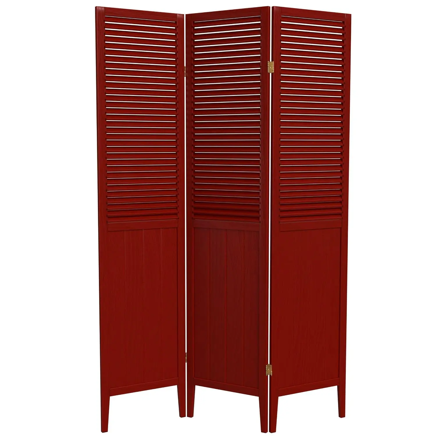 6ft Tall Beadboard Room Divider Rosewood 3 Panel Wooden Privacy Screen, Customized