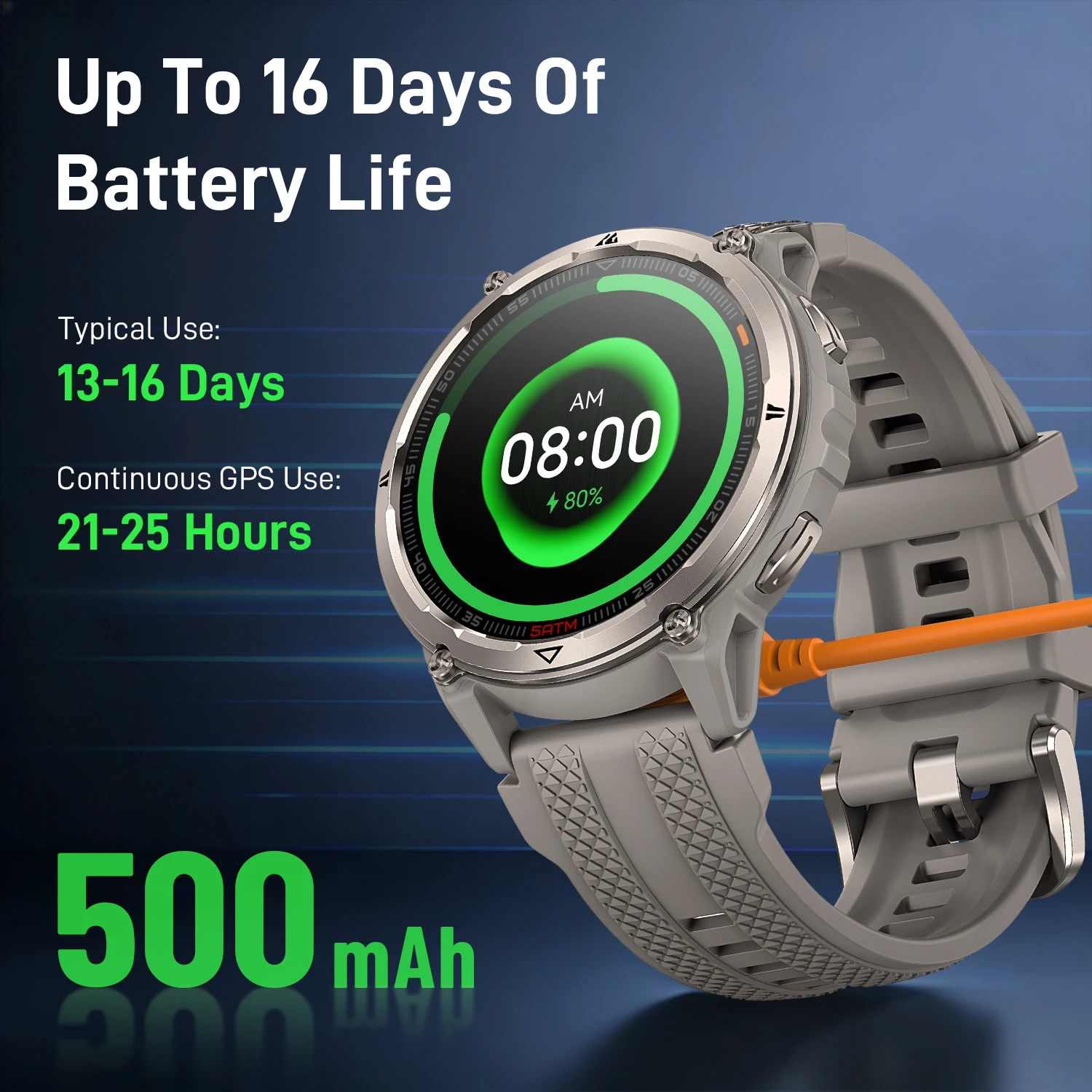 KOSPET ORB 2 Smartwatch GPS dla mężczyzn, wytrzymały zegarek wojskowy z ekranem AMOLED, dwuzakresowy GPS, wodoodporność 5ATM IP69, latarka, tryby sportowe — zdjęcie produktu 4