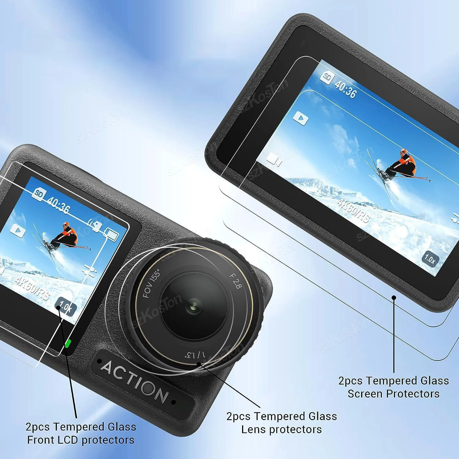 Displayschutzfolie für DJI Osmo Action 5 Pro, ultraklares Kameraobjektiv aus gehärtetem Glas, Displayschutzfolie, Glasfolie, Zubehör-Set