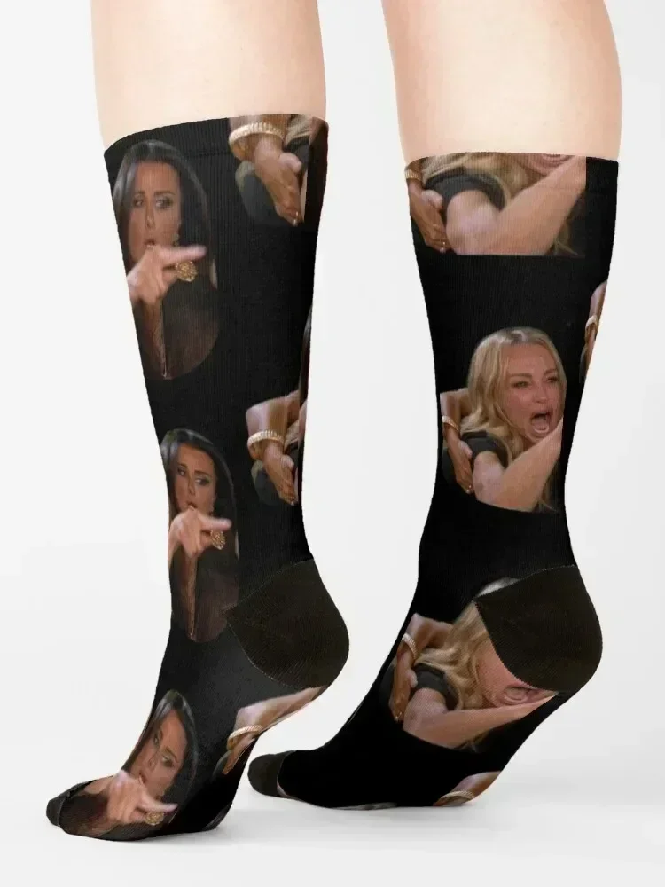 Woman Yelling at a Cat-Funny memes Socks cute Crossfit shoes summer Girl'S Socks Men's