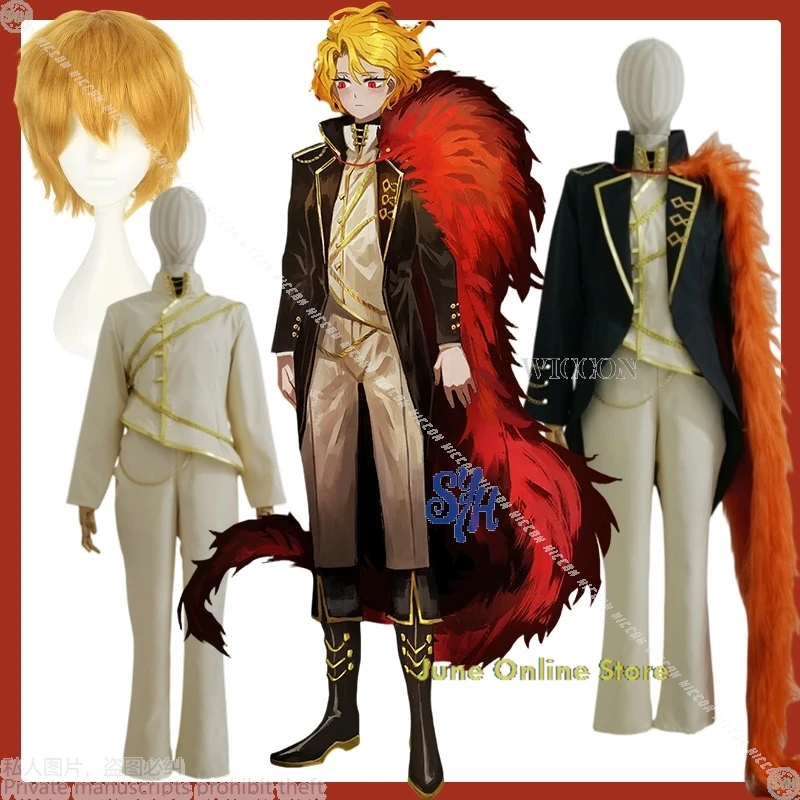 

Sancho Cosplay Anime Game Limbus Company Costume Vintage Palace Style Coat Pants Long Haired Collar Shawl Halloween Party 코스프레