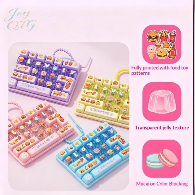 Hot Sale Creative 26 Key Keyboard Cartoon Food Keycap Button Stress Relief Pendant Student Bag Ornament Toy Gift