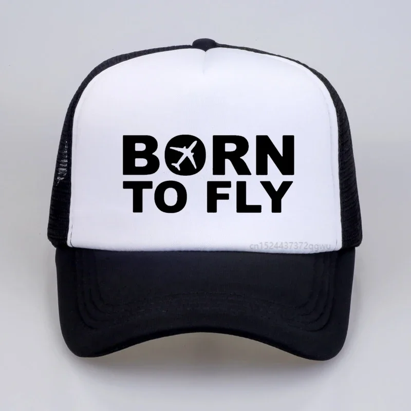 

New Summer Born To Fly Captain Stripes baseball Hats for Unisex Beach Foldable cap summer Breathable Mesh Trucker hat