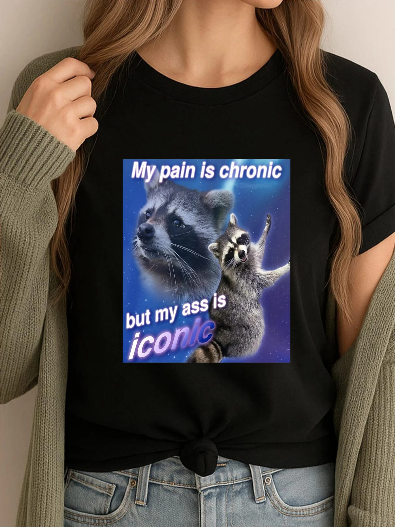 

My Pain Is Chronic But My A Is Iconic Graphic Tee Shirt Men's T-Shirts Vintage Tees Mens Fashion Printed Clothes