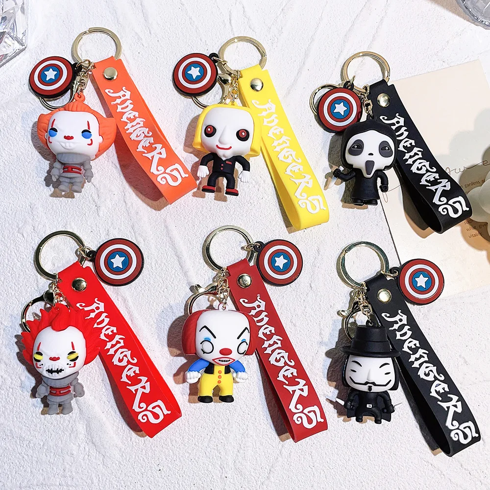 Scary Movie Ghost Figures Keychains Dolls Horror Child's Chucky Collectible Keyholder Pendants PVC Kids Toy Key Chain Gift Hot