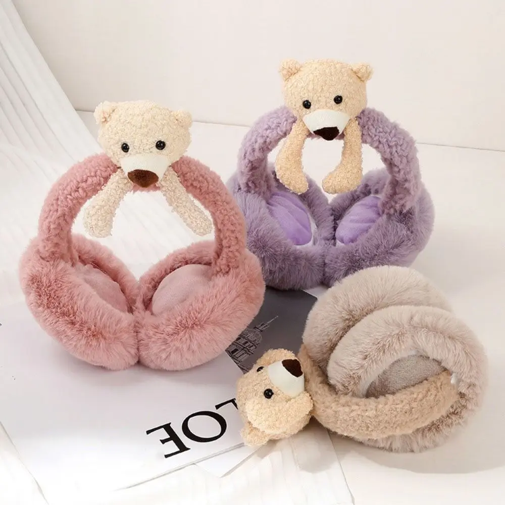 Foldable Soft Unisex Funny For Children Animal Cute Bear Shape Earwarmer Female Ear Flap Cartoon Earmuff