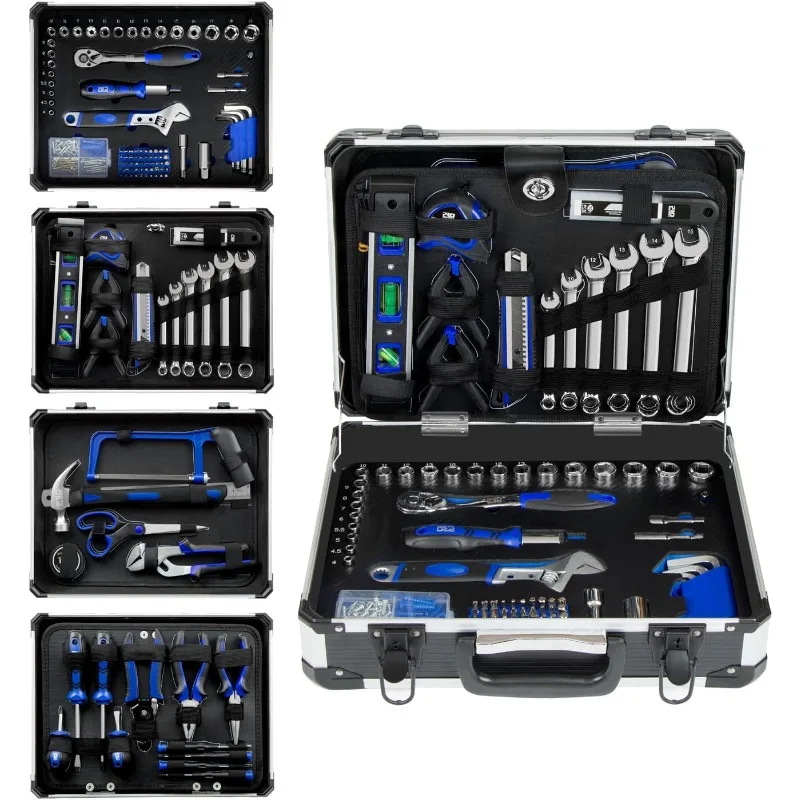 

Tool Set 259-Piece, Complete Hand Tool Kit with Heavy Duty Aluminium Tool Box, General Mechanic Toolbox for Home, Car, RV,