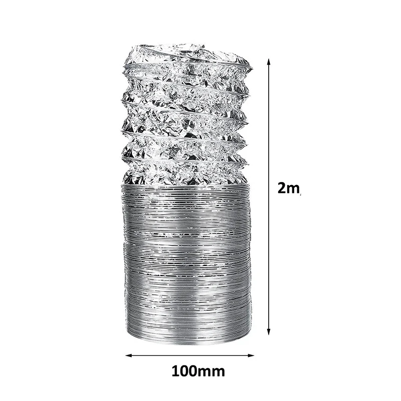 4 zoll Belüftung Rohr Aluminium Rohr Belüftung Schlauch Flexible Auspuffrohr 2M Für Klimaanlage Küche Bad Gewächshaus