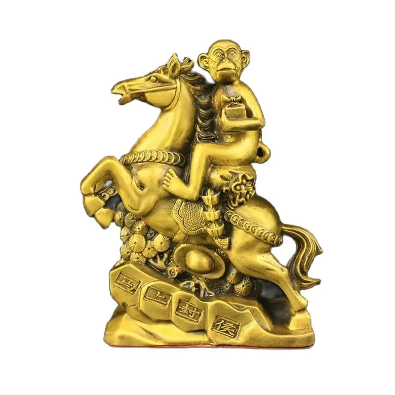 17cm Immediately seal the Marquis's money bag Horse bronze statue