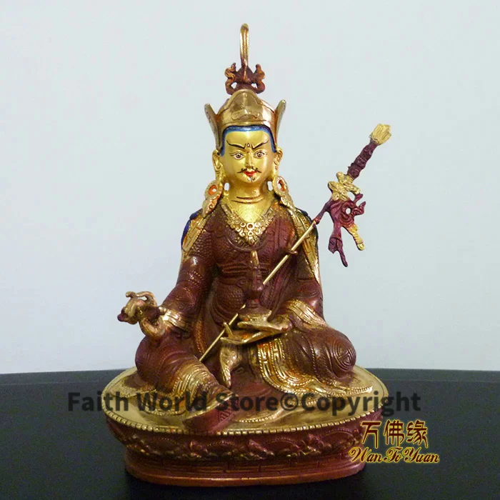 

Collection # HOME OFFICE-efficacious Talisman House Protection # Tibetan Buddhism Padma Sambhava gilding brass Buddha statue