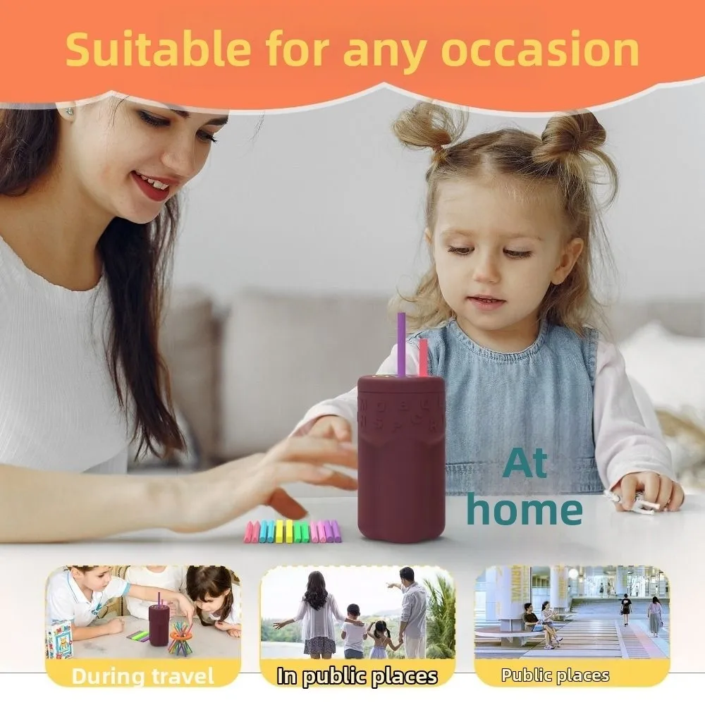 Caixa de classificação de formas de design colorido, material de silicone, classificação de formas, bastão de silicone, jogo de equilíbrio, estimulação sensorial