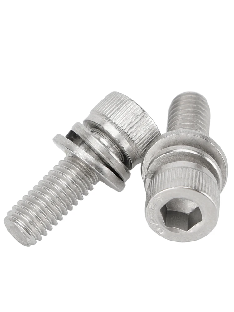 M2 M2.5 M3 M4 M5 M6 M8 M10 M12 六角穴付きボルト（ワッシャー付き）304ステンレス鋼メートル法3種類の組み合わせネジ