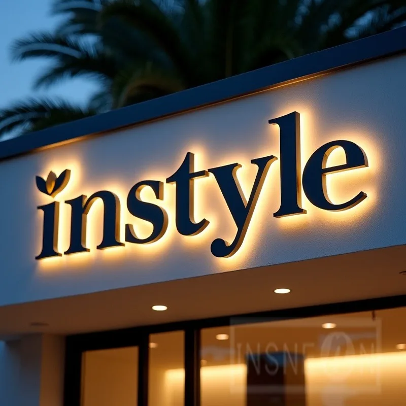 Tanda Lampu Latar LED Kustom Huruf Logam 3D untuk Etalase Bisnis Luar Ruangan Tanda Nomor Rumah Iklan Menyala Tahan Air