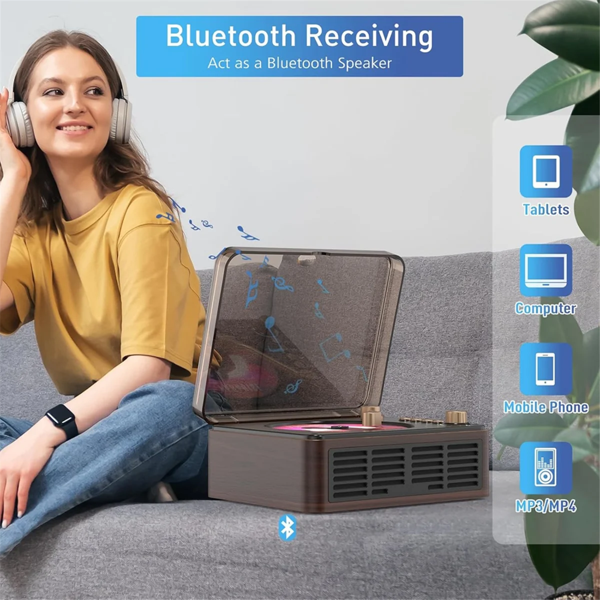 

Efficient Bluetooth CD Player HiFi Sound Music Player Speaker,US Plug B