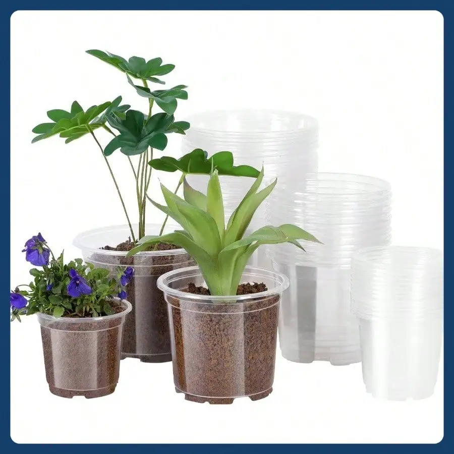 

30 Pack 654 Inch Seedling Pots with Drainage Holes, Planting Pots, Clear Plastic Pots, Durable Seed Starting Pots Succulents