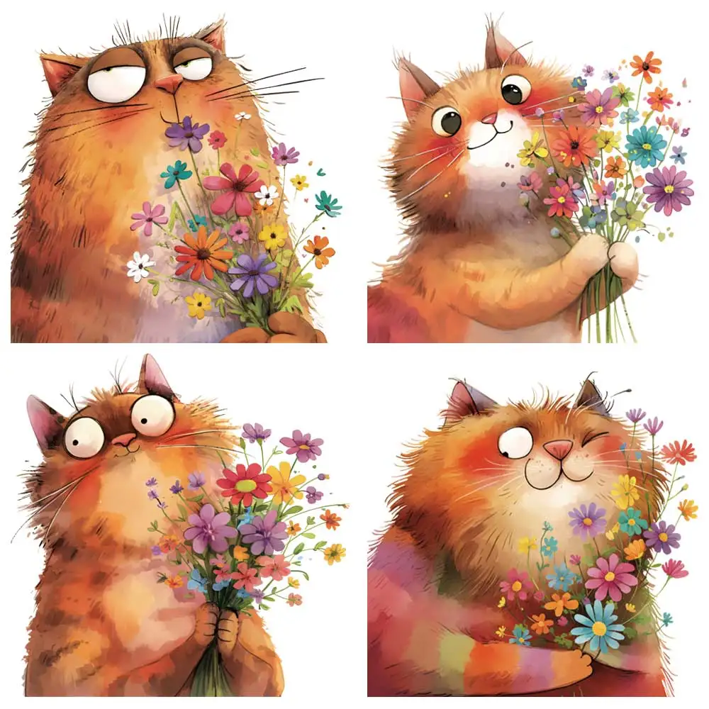 Cute Kitten Iron-on Transfer For Clothing DIY A-Level Washable T-shirts Heat Transfer Stickers Fashion Animals Thermal Patches