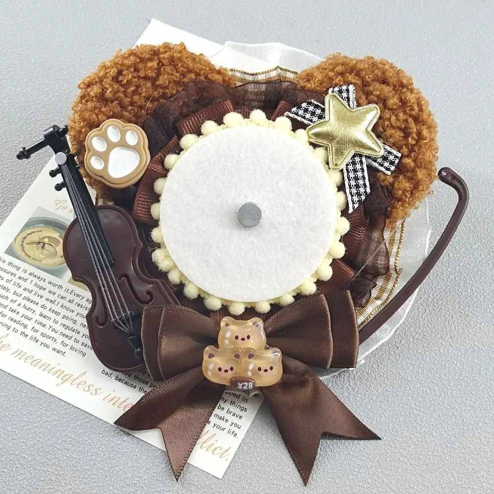 Lace Cute Badge Holder Crafts Bow Decoration Anime Pins Display Base Bear Creative Badge Decoration Tray Backpack Ornament