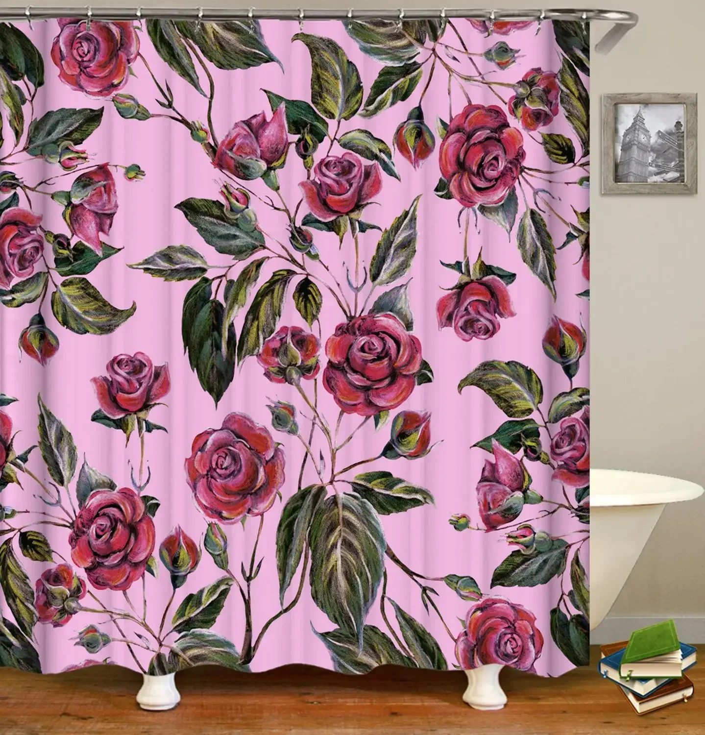 3d Flowers Plant leaves Shower Curtains Printing Bath Curtains Washable Fabric With Hooks Home Decorative Screen