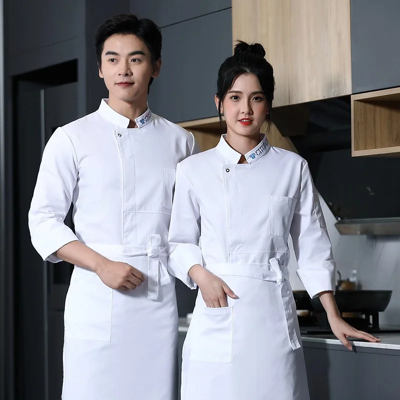 

Chef Overalls Men'S Long-Sleeved Hotel Restaurant Ding Room S Kitchen Work Clothes Canteen Clothing Workwear Uniform Top Women