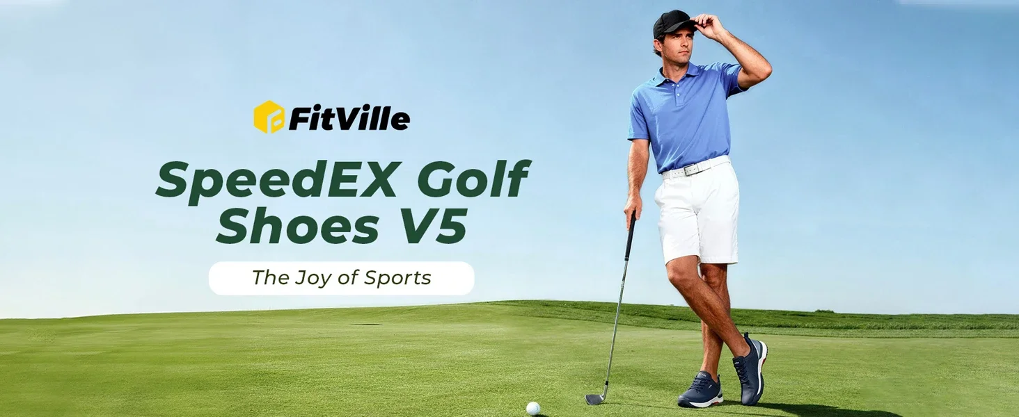FitVille Herren Breite Wasserdichte Golfschuhe Professionelle Spiked Rutschfeste Golfsneaker mit Fußgewölbestütze für Breite & Geschwollene Füße – Detail 1
