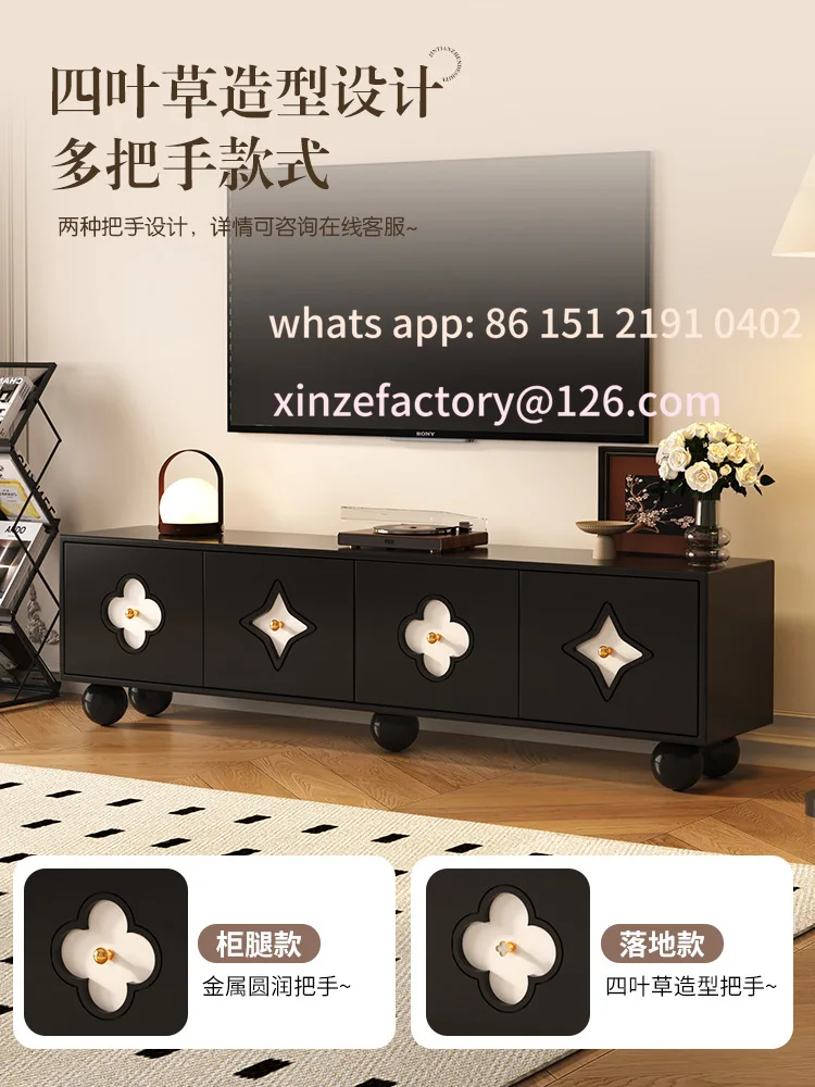 

Customizable French retro four-leaf clover TV cabinet living room household small apartment