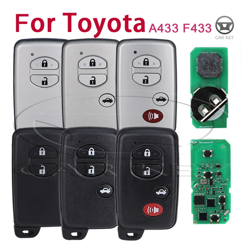 Car Remote Key for Toyota Land Cruiser Prado Camry Crown Aurion LC200 Auto Control Smart Car Key Fob A433 F433 2/3/4Buttons