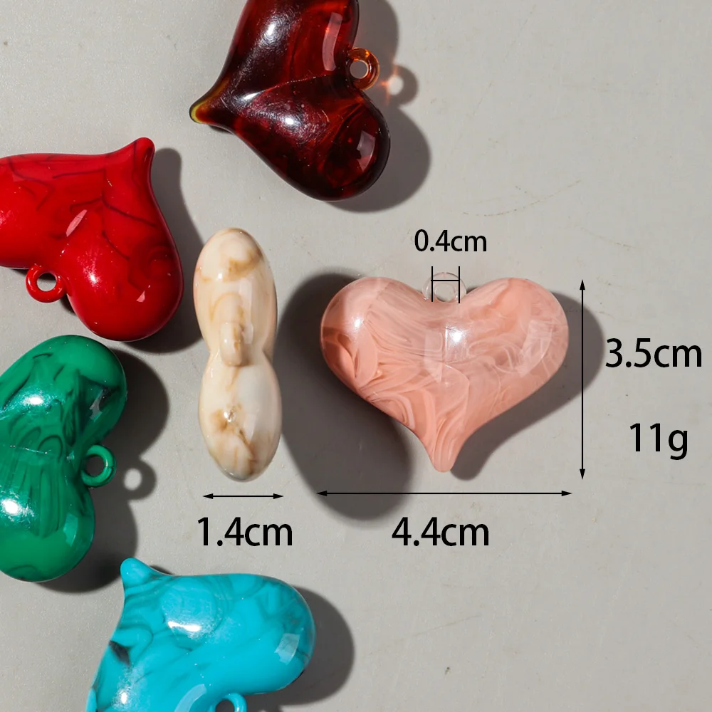 5pcs Handmade DIY Bead Findings & Components, Heart Shape