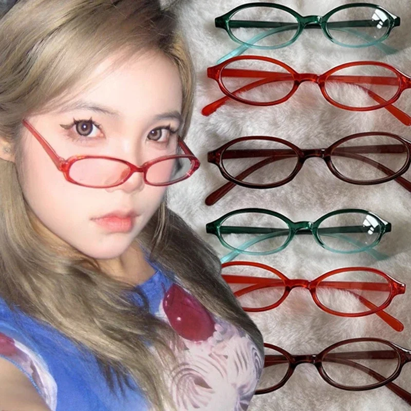 Y2K Retro Red Green Square Frame Glass Eyewear Women Anti-blue Light Goggles Eyeglasses Harajuku Reading Spectacle Eyewears