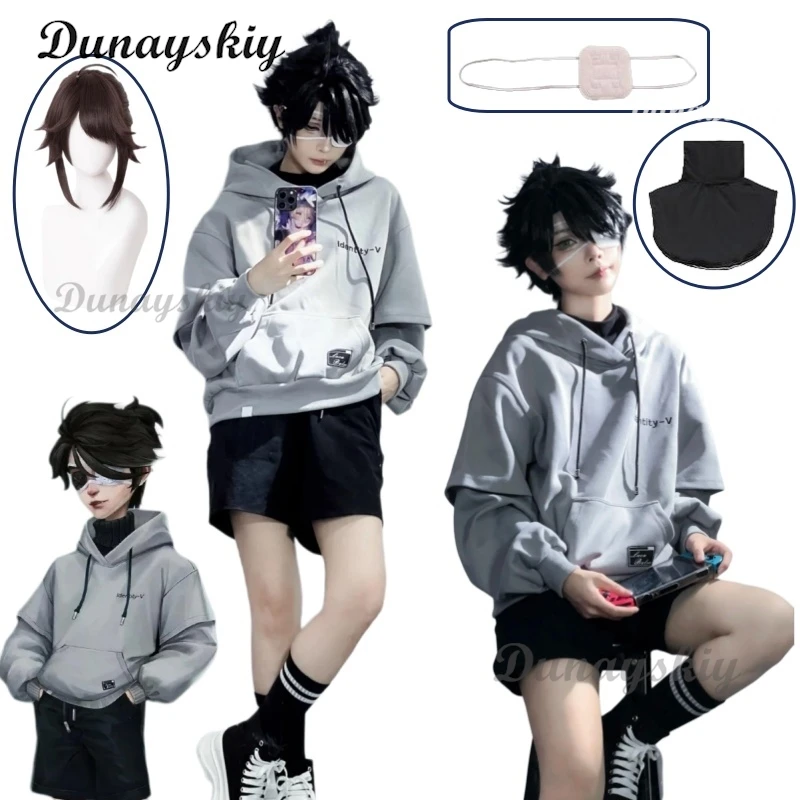 

Game Identity V Luca Balsa Prisoner Cosplay Costume Esports Hoodie Daily Uniforms Luca Balsa Wig Halloween Party Customized