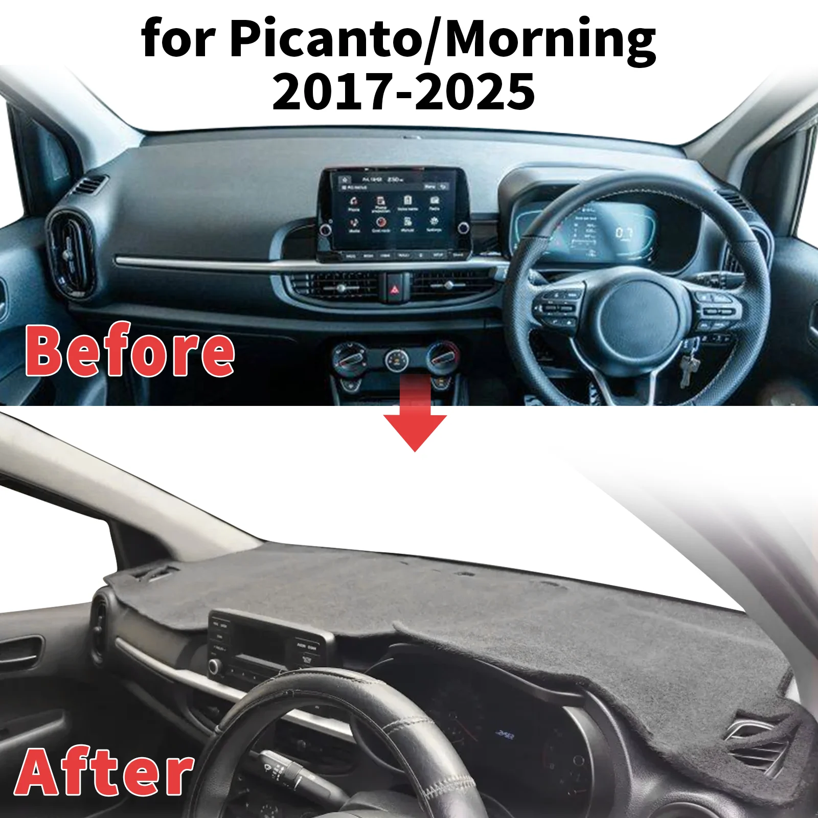 

fit for Kia Picanto Morning 2017-2025 ​​Dashboard Cover Sun Shade Protector Dashmat Anti-Glare UV Block Carpet Mat Dash Mat