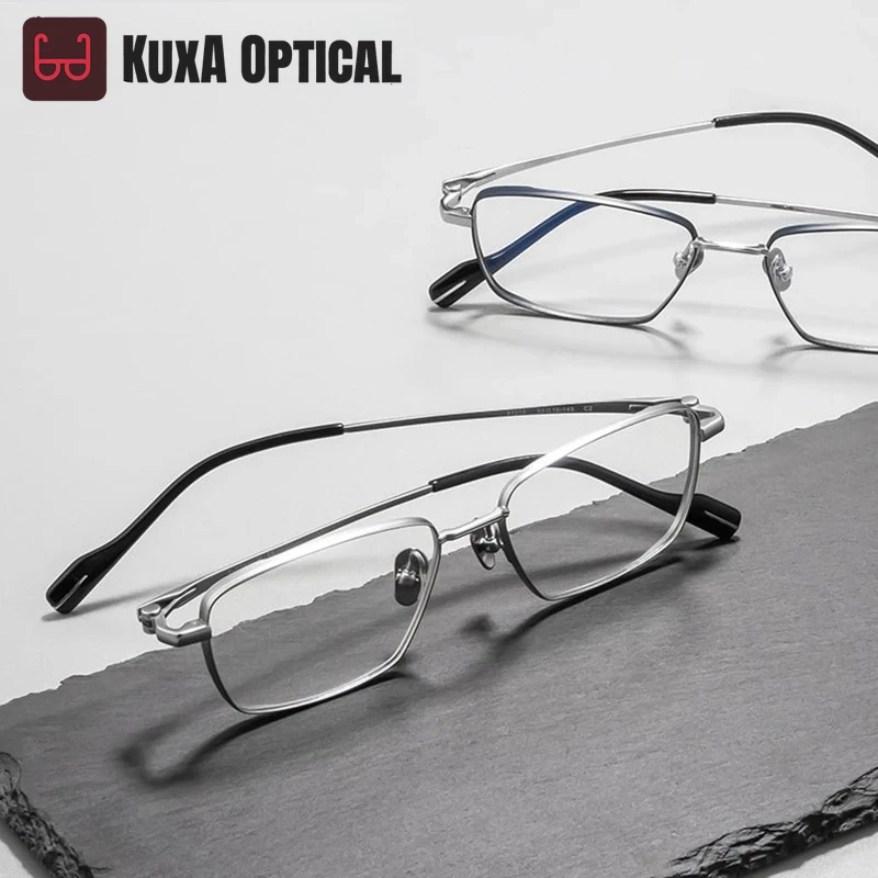 

Оправа для очков KUXA из чистого титана для мужчин и женщин, легкая, с полной оправой, для рецептурных линз, высокая степень коррекции