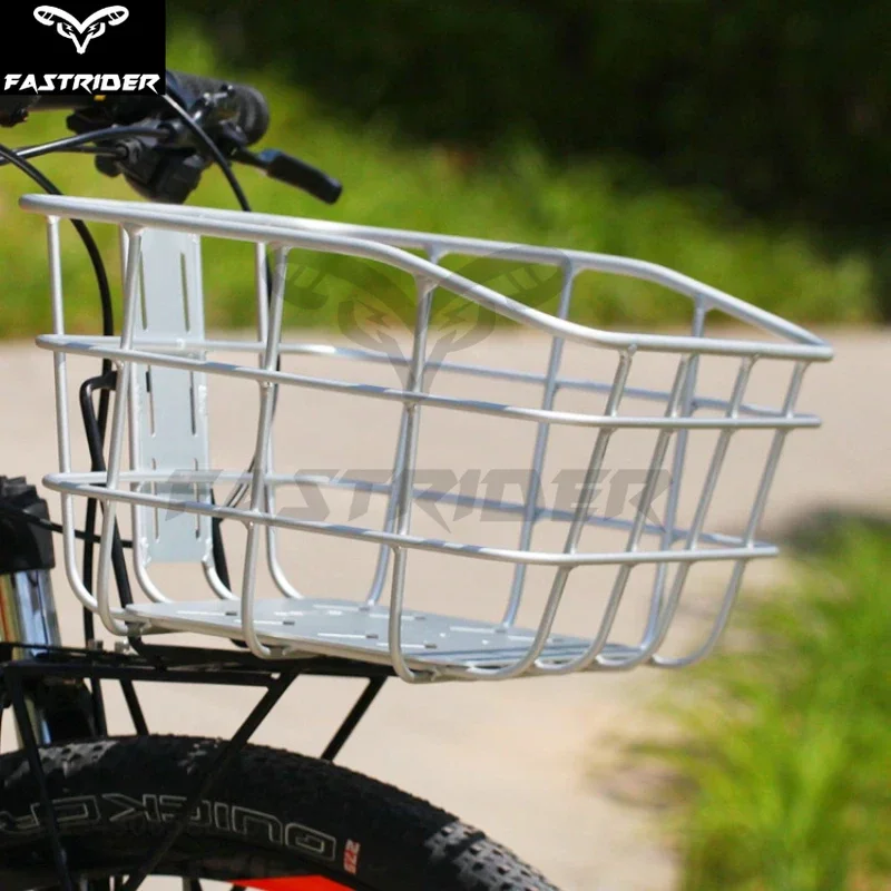 Mountain Bike Basket Aluminum Alloy Black Silver Vegetable Basket Student Bag Front Storage Basket Bicycle Rack Bag