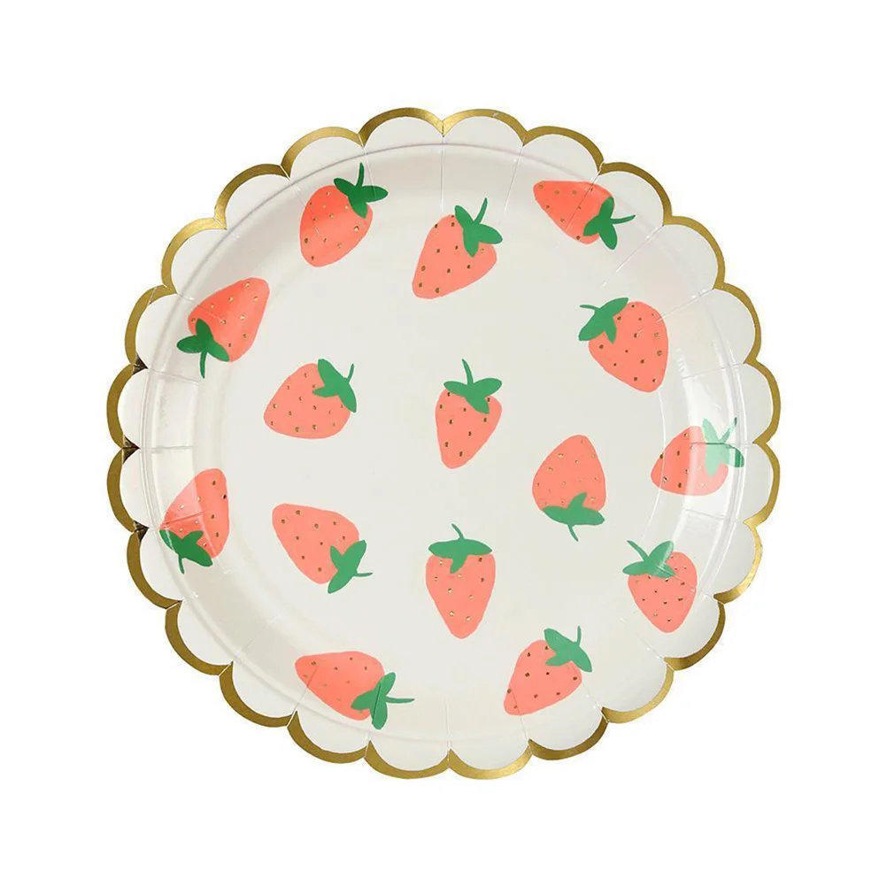 

40pcs Strawberry Paper Tableware Set Party Supplies Kit Summer Birthday Kids Includes 9 Inch Plates 7 Inch Plates