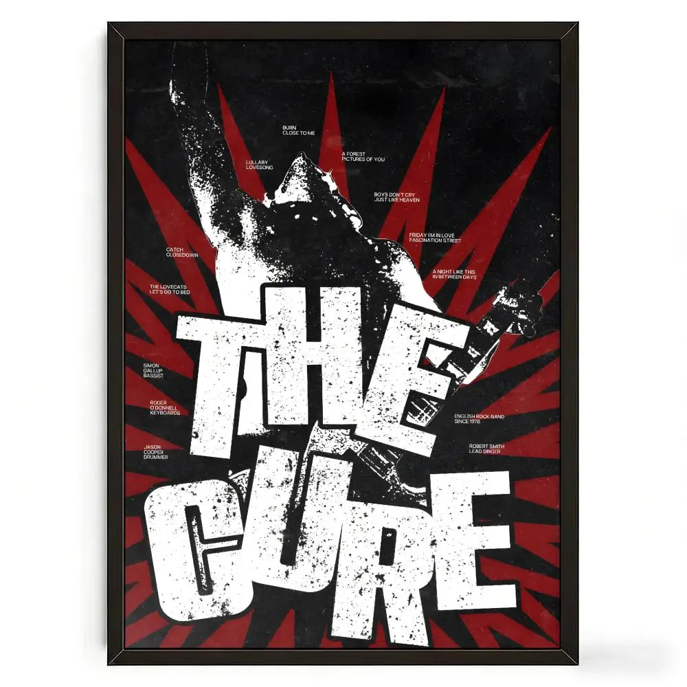 Music T-The Cure Poster Art Print Wall Decor, Ideal for Home, Bar & Gifting