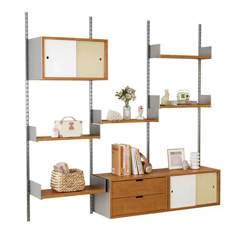 One word baffle shelf household medieval track bookshelf wall hanging storage locker multi-layer metal display rack
