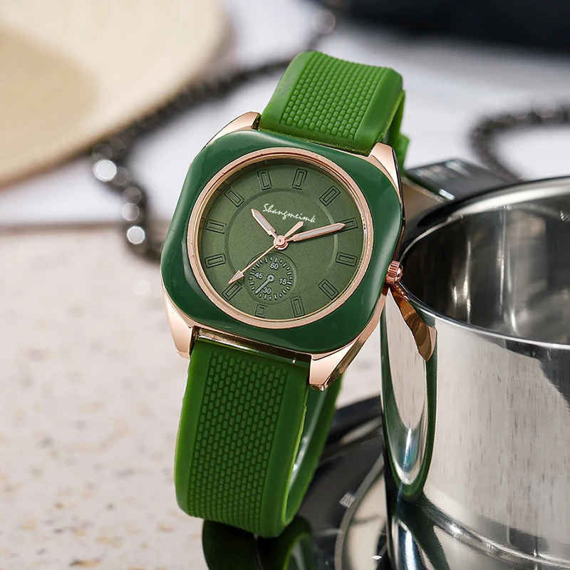 

Fashion Square Women's Watches Casual Silicone Band Quartz Wristwatch Reloj Mujer Girls Clock Gift