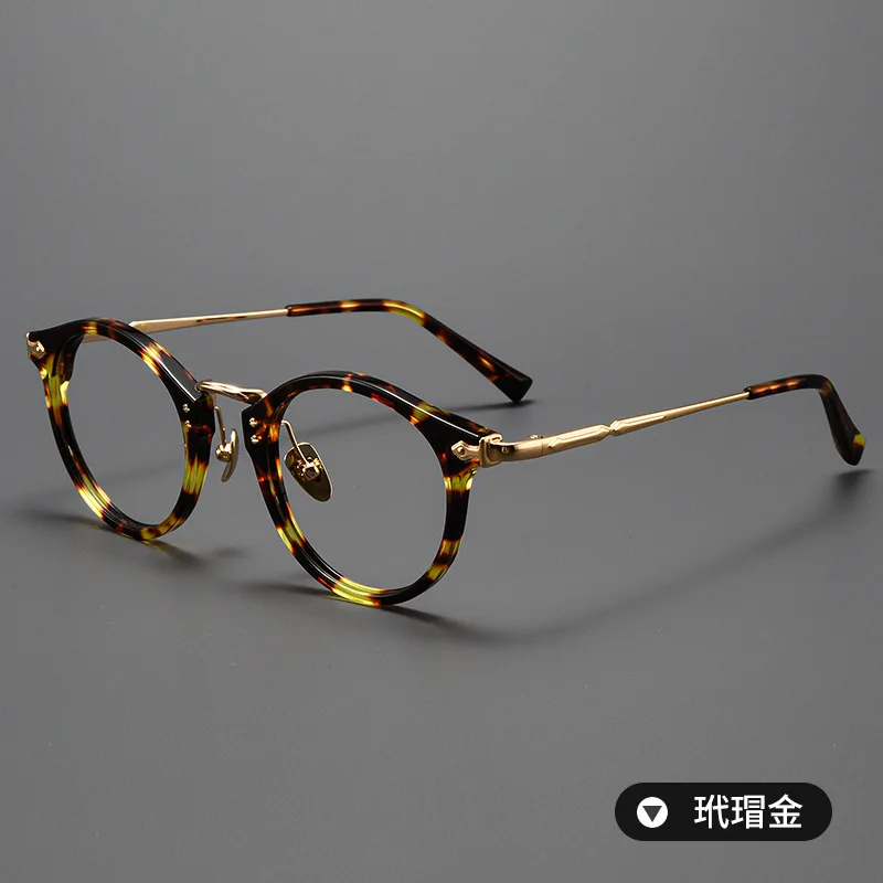 ALICIA Luxury Fashion Retro Round Ultra light Acetate Eyewear Optical Prescription Frames Small Size Eyeglasses Man Woman