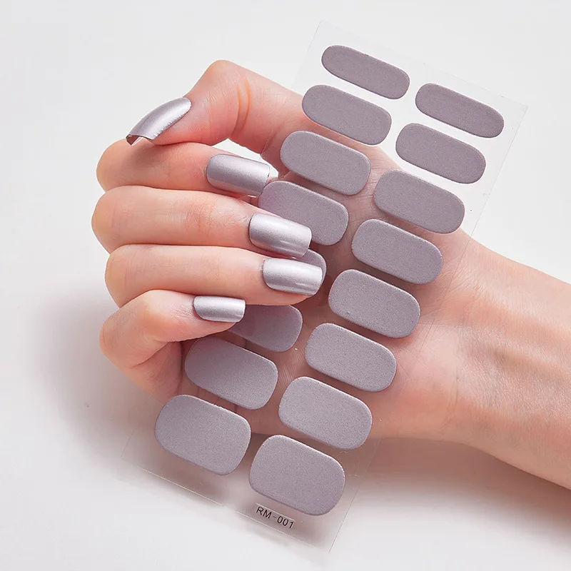 Baking Free Nail Stickers Wholesale Metallic feeling Solid Color Nail Stickers Simple Waterproof Nail Stickers Full Color