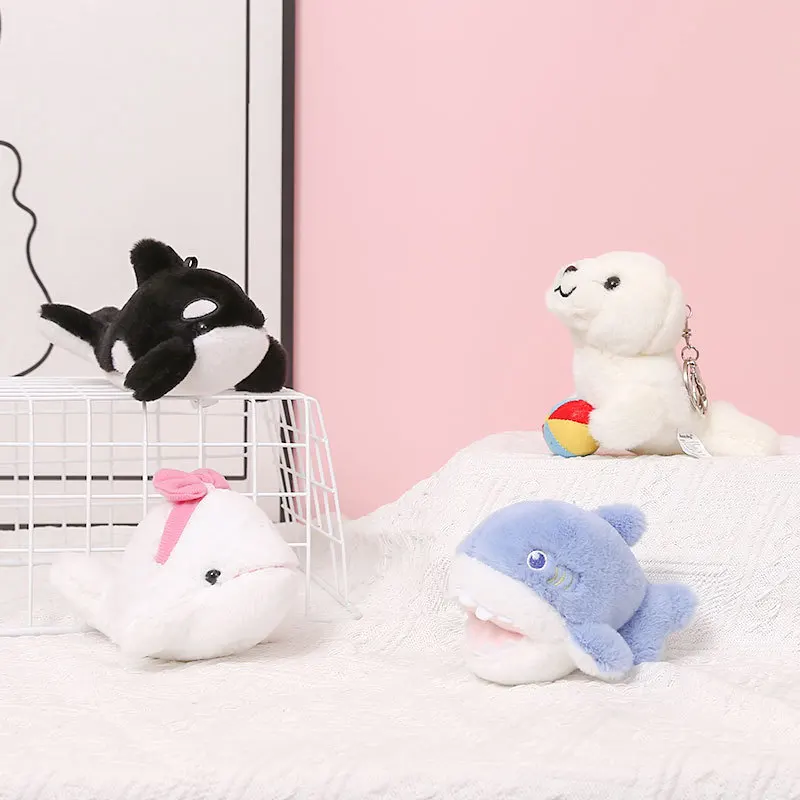 Cute Marine Animals Seal Shark Whale Plush Pendant Plush Toy Bag Accessories Keychain Pendant Bag Car Pendant Children's Gifts