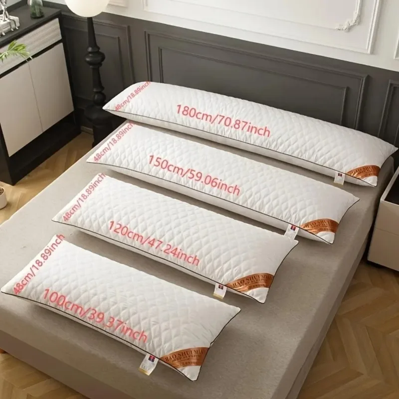 1PC White Quilted Double Pillow Core Comfortable Soft Long Body Pillow for Neck Support Contains Filler Bedroom Couch Home