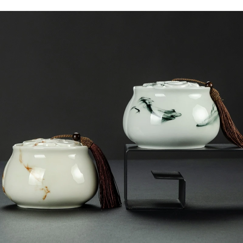 

Керамические банки для чая, герметичные контейнеры для хранения закусок, конфет, Caddies, домашняя круглая чайная посуда, банка для кофе с крышкой